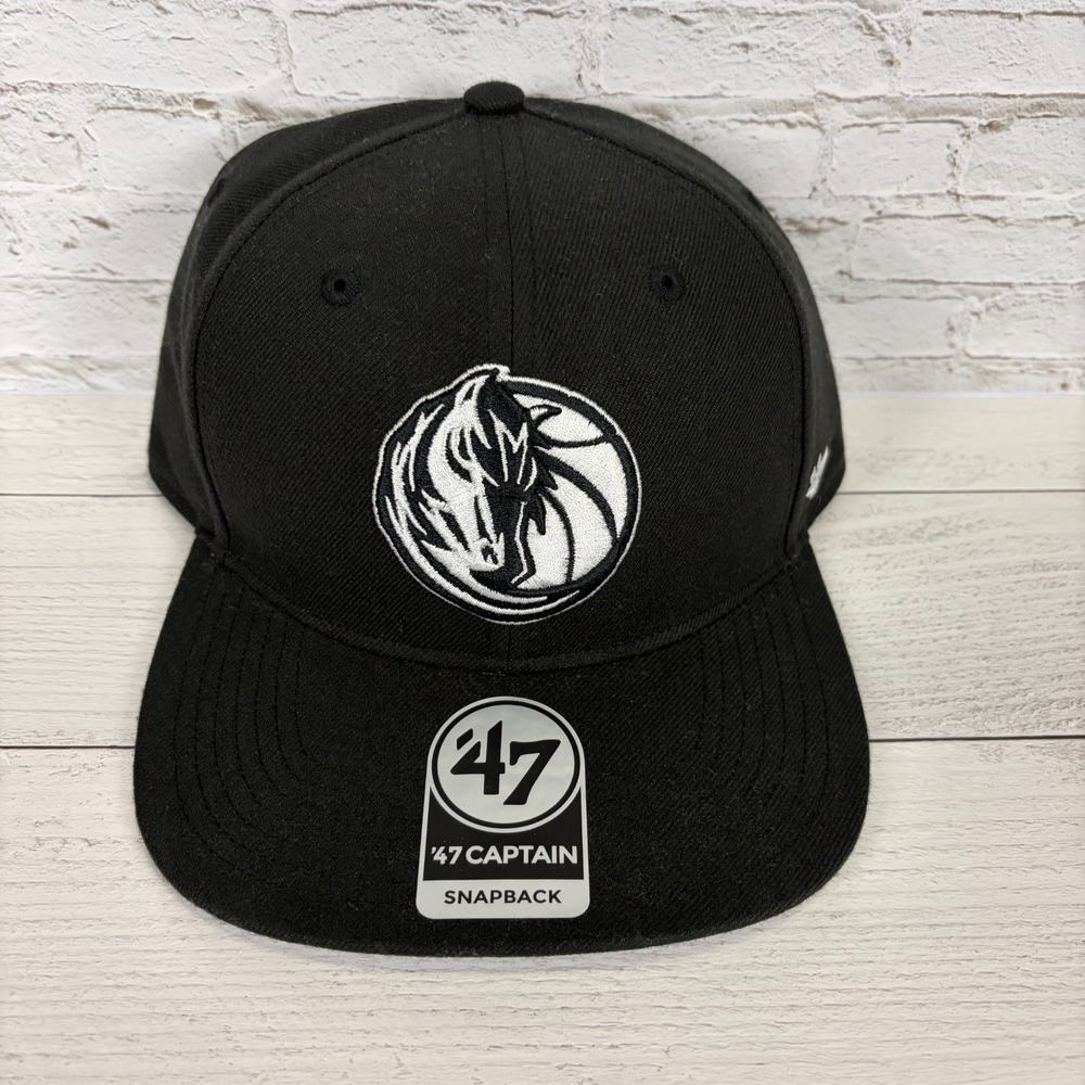 Dallas Mavericks '47 Brand No Shot Black Captain Snapback Adjustable Hat NEW